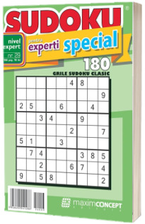 Sudoku pentru experti special, numarul 29. 180 de grile sudoku clasic