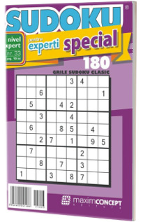 Sudoku pentru experti special, numarul 33. 180 de grile sudoku clasic