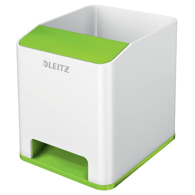 Suport instrumente de scris Leitz WOW, PS, cu amplificare sunet, culori duale, alb-verde