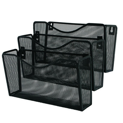 Suport metalic Mesh, pentru reviste si pliante, de perete, negru, 3 buc/set, Q-Connect *** Q-CONNECT