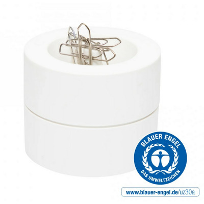 Suport pentru agrafe, forma rotunda - D73mm, H60mm, din plastic reciclat, alb