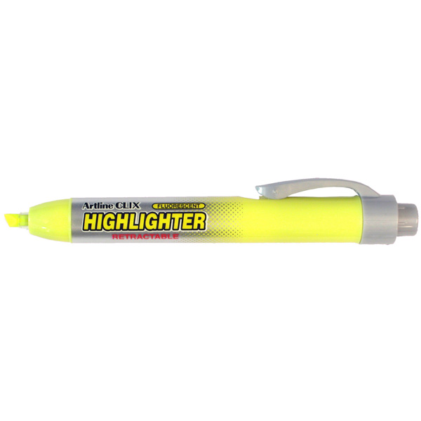 Textmarker ARTLINE Clix, mecanism retractabil, varf tesit 4.0mm - galben fluorescent