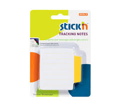 Tracking notes 70 x70 mm, 50 file/set, Stick - alb liniate - tab galben neon